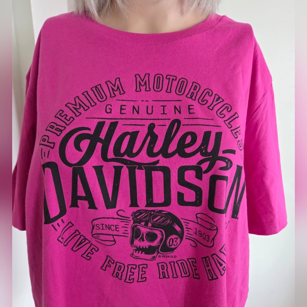 Harley-Davidson Pink Live Free Ride Hard Graphic T-Shirt Size XL - Picture 3 of 5